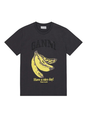 ganni top womanbasic cotton jersey banana relaxed t shirt - t4238 252
