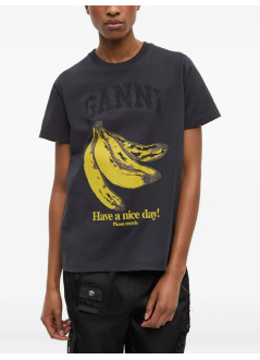 ganni top mujer basic cotton jersey banana relaxed t shirt - t4238 252