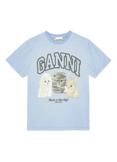 ganni top womanbasic cotton jersey animals relaxed t shirt - t4278 570