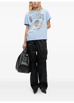 ganni top womanbasic cotton jersey animals relaxed t shirt - t4278 570