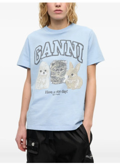 ganni top womanbasic cotton jersey animals relaxed t shirt - t4278 570