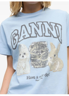 ganni top womanbasic cotton jersey animals relaxed t shirt - t4278 570