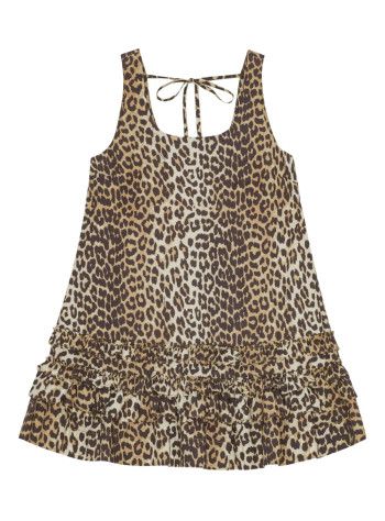 ganni dress womanprinted cotton poplin u neck mini dress - w0906 943