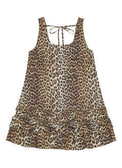 ganni vestido mujer printed cotton poplin u neck mini dress - w0906 943