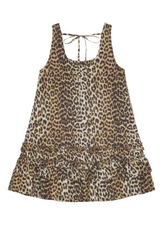 ganni vestido mujer printed cotton poplin u neck mini dress - w0906 943