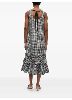ganni dress womancrinkled taffeta check u neck long dress - w0463 099