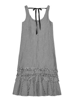 ganni dress womancrinkled taffeta check u neck long dress - w0463 099