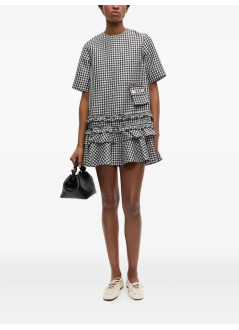 ganni vestido mujer crinkled taffeta check open back mini dress - w0464 099