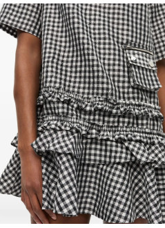 ganni vestido mujer crinkled taffeta check open back mini dress - w0464 099