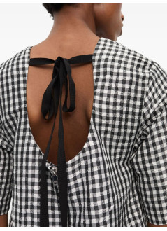 ganni vestido mujer crinkled taffeta check open back mini dress - w0464 099