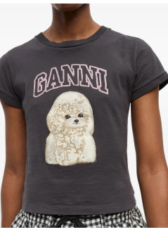 ganni top mujer basic cotton jersey poodle baby fit t shirt - t4239 252