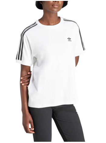 adidas originals top mujer 3 stripe tee - ir8051 white 2