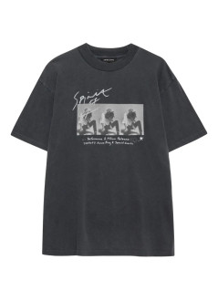 anine bing top womanashton tee concert - a0811304wbl1 washed black