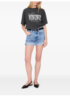 anine bing top womanashton tee concert - a0811304wbl1 washed black