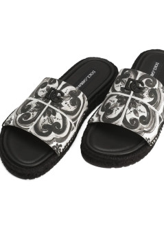 dolce&gabbana sandal mansandalo canvas stampato - a80544aj235 iu3tn