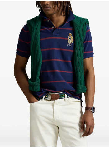 polo ralph lauren polo hombre sskccmslm24-short sleeve-polo shirt - 710971839001 pf25 npt nvy rd wn m hrtg bear 2