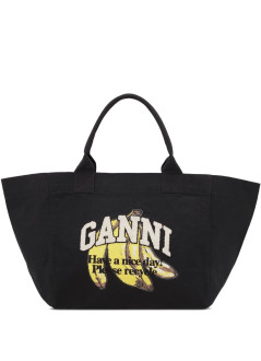 ganni handbag mujer shopper xxl banana print - a6896 099