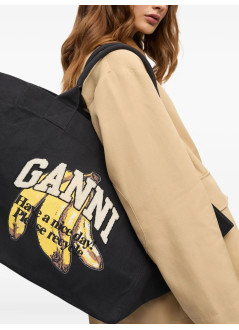 ganni handbag mujer shopper xxl banana print - a6896 099