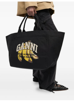 ganni handbag mujer shopper xxl banana print - a6896 099