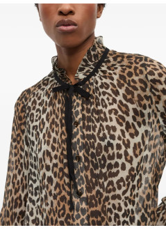 ganni camiseria mujer printed viscose chiffon tie string shirt - w0570 943