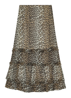 ganni falda mujer printed viscose chiffon long ruffle skirt - w0435 943