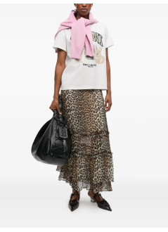 ganni falda mujer printed viscose chiffon long ruffle skirt - w0435 943
