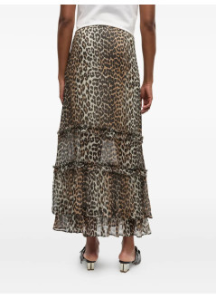 ganni falda mujer printed viscose chiffon long ruffle skirt - w0435 943