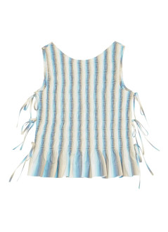 ganni top mujer ombre stripe smock tie string top - w0455 999