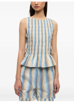 ganni top mujer ombre stripe smock tie string top - w0455 999