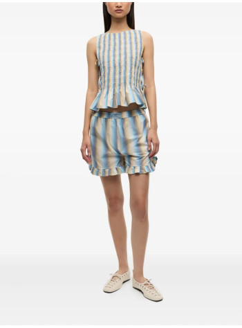 ganni short pant womanombre stripe ruffle shorts - w0407 999 2