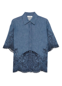 zimmermann shirt womancoco embroidered denim shirt - 2066tss254 rwblu