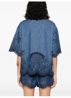 zimmermann shirt womancoco embroidered denim shirt - 2066tss254 rwblu
