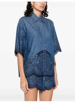 zimmermann shirt womancoco embroidered denim shirt - 2066tss254 rwblu