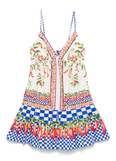 farm rio vestido mujer picnic peppers ainika off white mini dress - 335963 25075