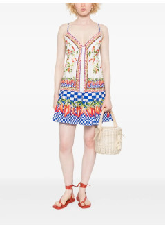 farm rio vestido mujer picnic peppers ainika off white mini dress - 335963 25075