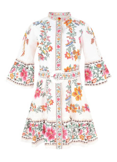 farm rio vestido mujer delicate forest scarves off white mini dress - 335967 25025