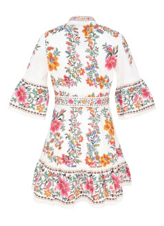 farm rio vestido mujer delicate forest scarves off white mini dress - 335967 25025