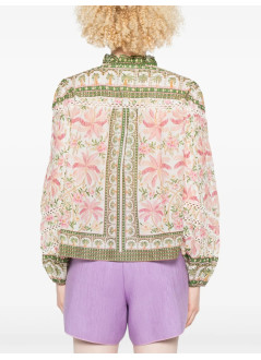 farm rio blusa mujer palm dream off white blouse - 336452 25070