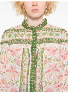 farm rio blusa mujer palm dream off white blouse - 336452 25070