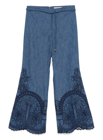 zimmermann short pant womancoco embroidered denim pant - 3135pss254 rwblu