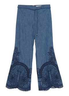zimmermann short pant womancoco embroidered denim pant - 3135pss254 rwblu