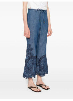 zimmermann short pant womancoco embroidered denim pant - 3135pss254 rwblu