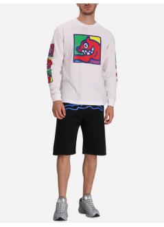 icecream camiseta hombre pop art running dog l/s t-shirt - ic25247 white