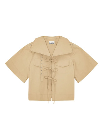 ganni t-shirt womanclassic summer suiting cowl neck blouse - w0561 531 2