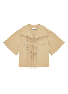 ganni t-shirt womanclassic summer suiting cowl neck blouse - w0561 531