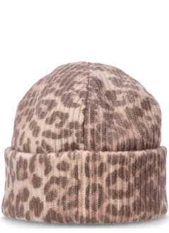ganni cap womangraphic wool mix printed leopard beanie - a6658 943