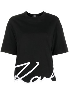 karl lagerfeld top womankarl signature hem t shirt - a1w17013 999