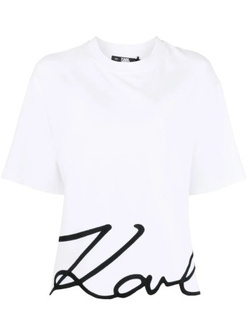 karl lagerfeld top womankarl signature hem t shirt - a1w17013 100
