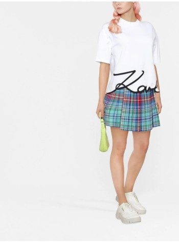 karl lagerfeld top womankarl signature hem t shirt - a1w17013 100 2