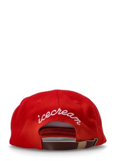 icecream cap manbulldog leather strap cap - ic25257 red